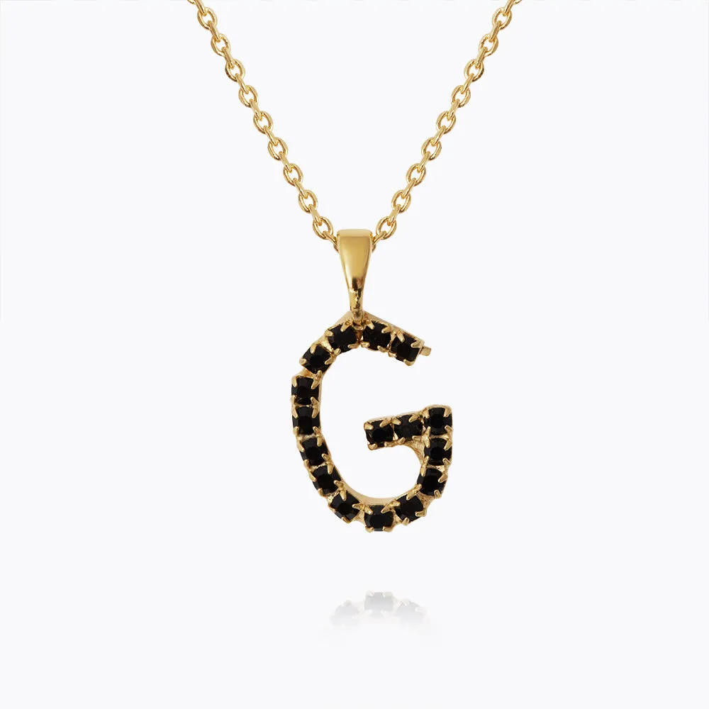 Mini Letter Necklace G / Black