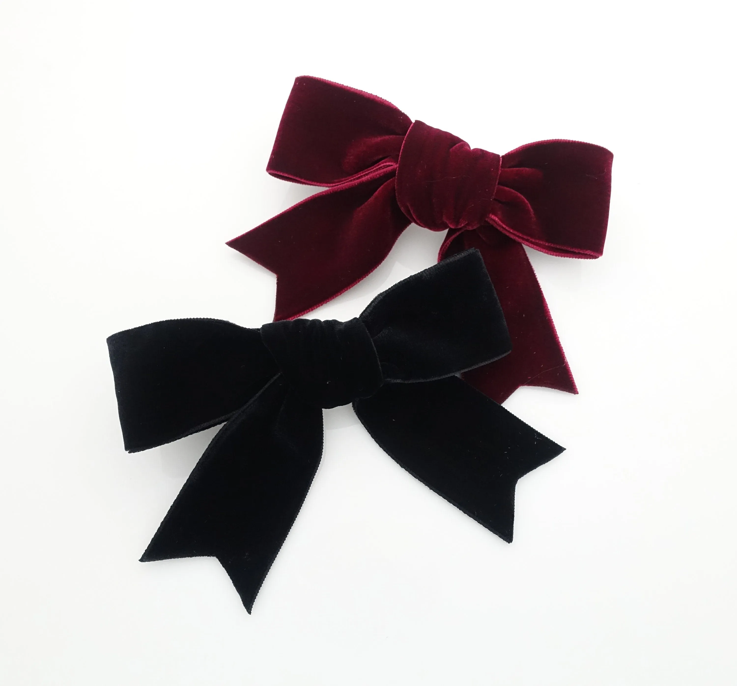 moderate black velvet tail bow french barrette 2 prong hair clip basic hair clip for women