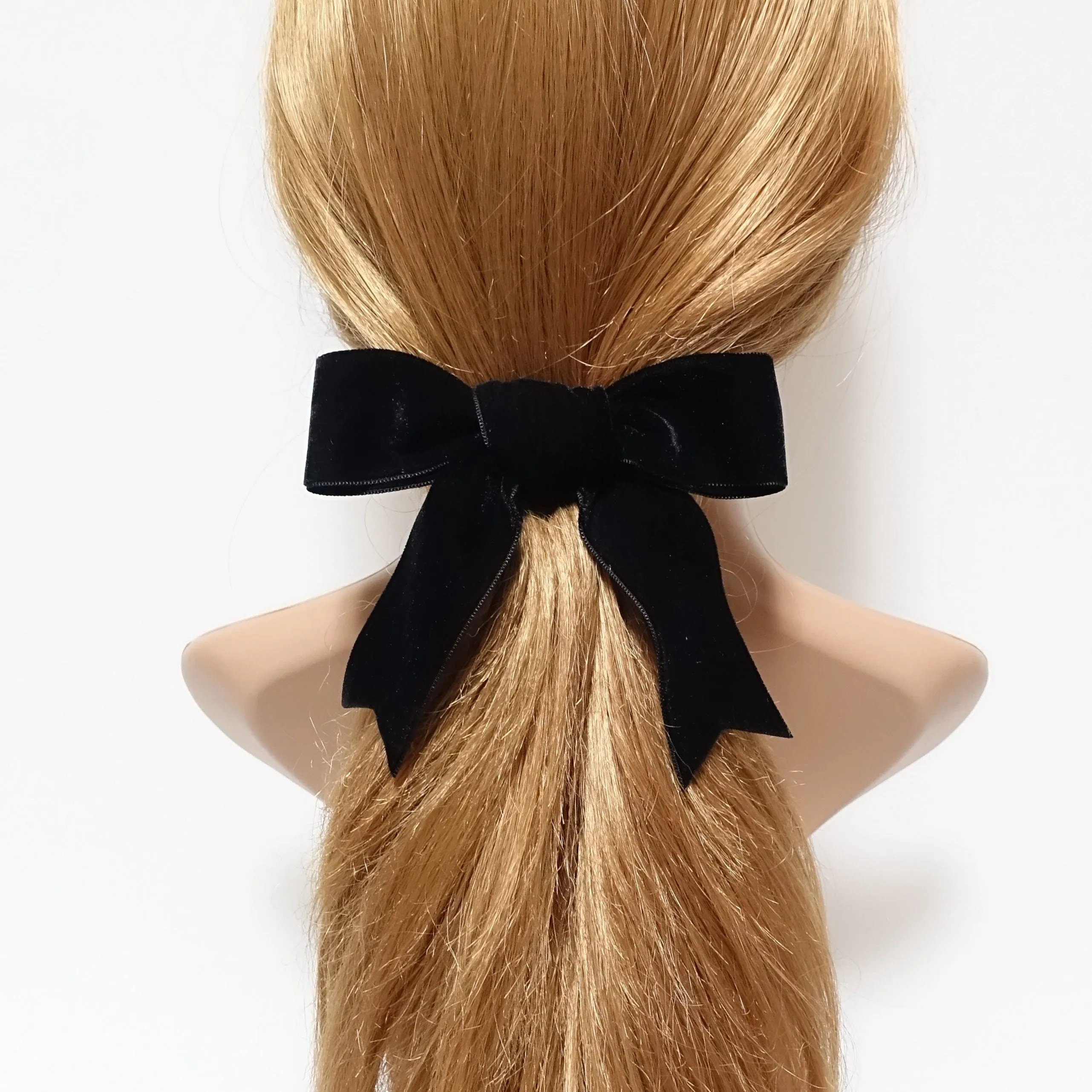 moderate black velvet tail bow french barrette 2 prong hair clip basic hair clip for women