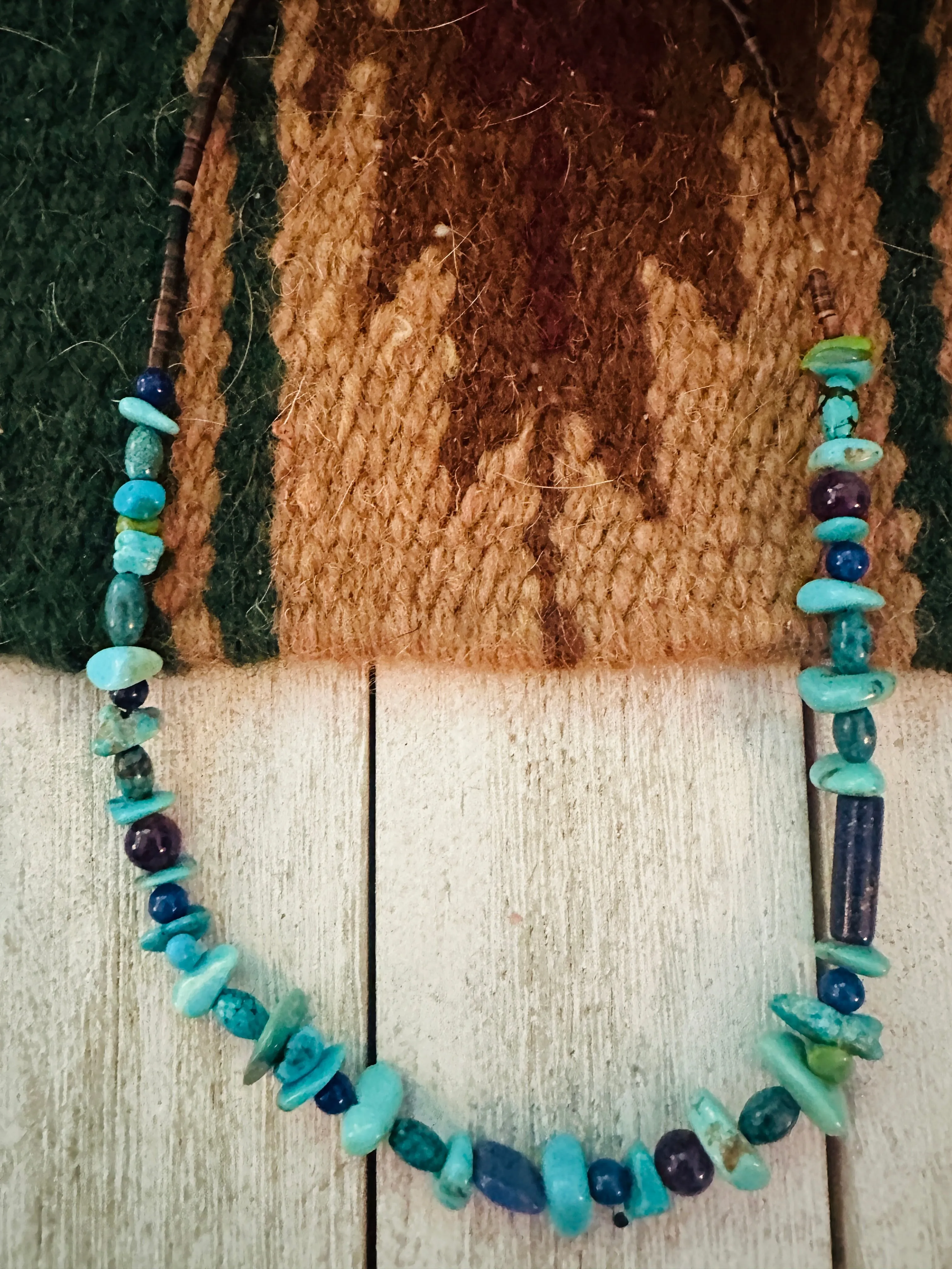 Navajo Multi Stone & Sterling Silver Beaded 22” Necklace