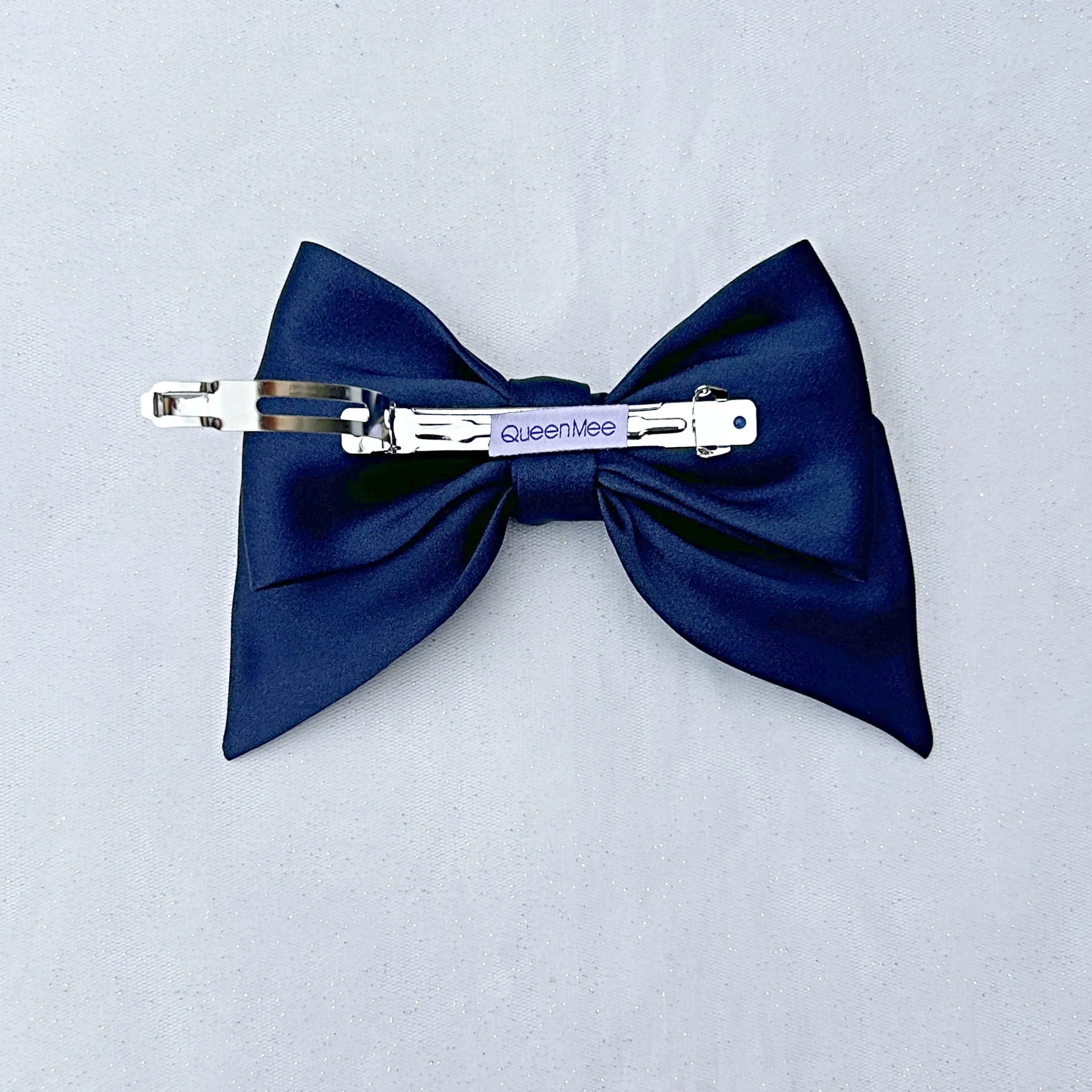 Navy Satin Hair Bow Navy Blue Hair Clip