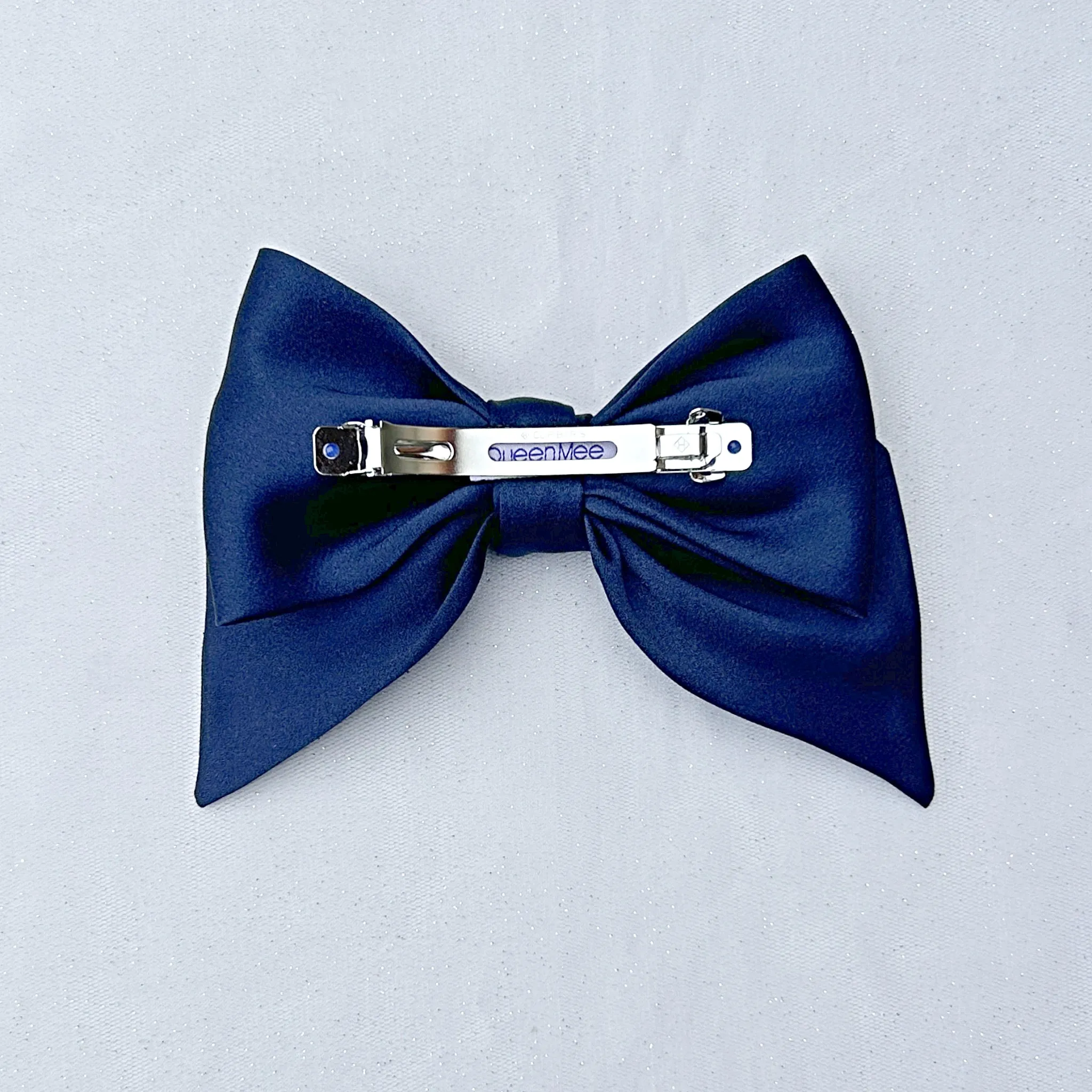 Navy Satin Hair Bow Navy Blue Hair Clip