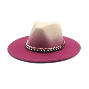 Ombre Wool Hat with Chain Pink