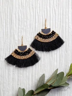 On a Safari Tassel Earrings, Black