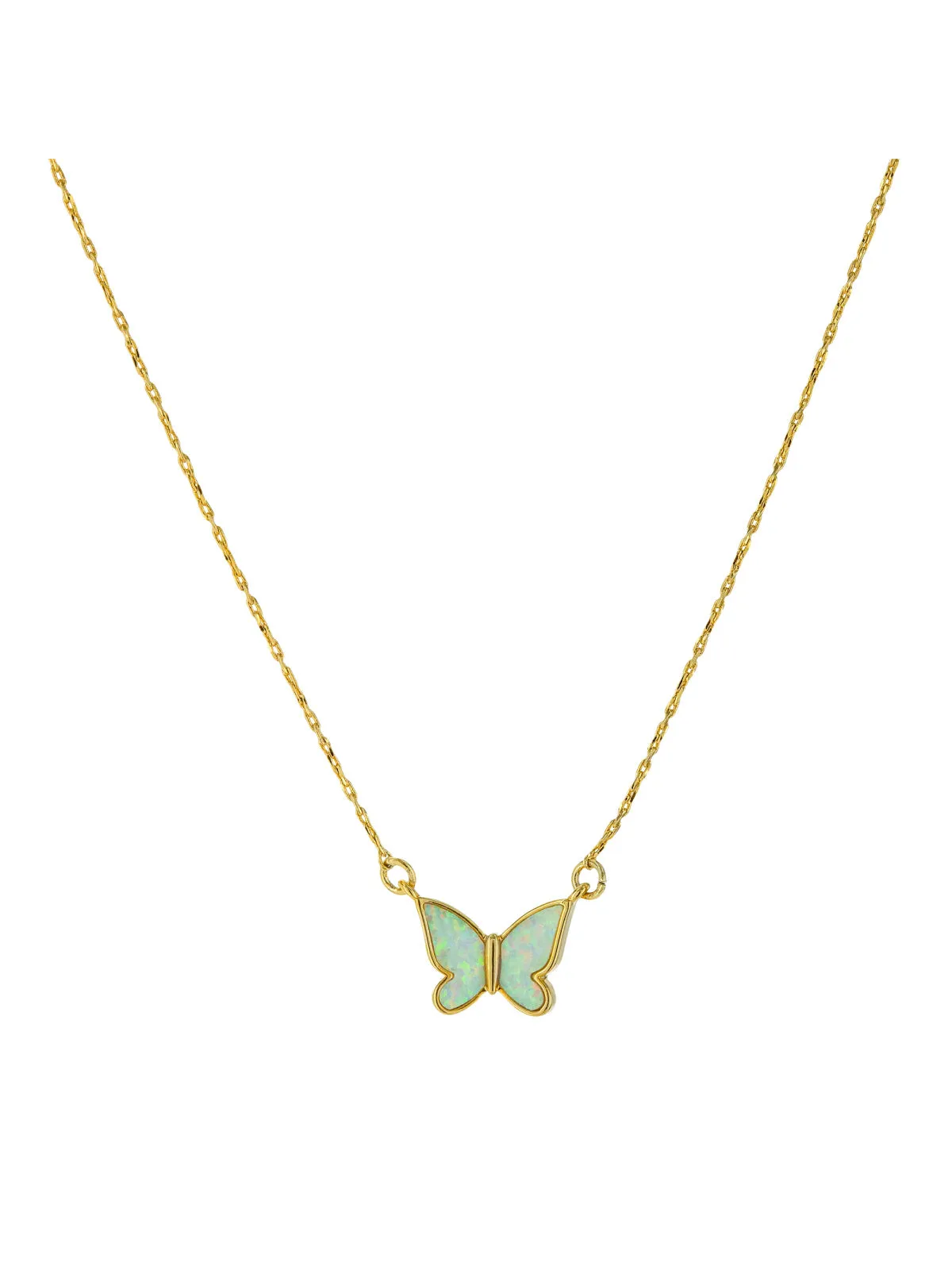 Opal Inlay Butterfly Necklace