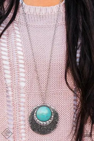 Paparazzi Accessories  - Medallion Meadow #N805 Peg - Blue Fashion Fix Necklace April 2019