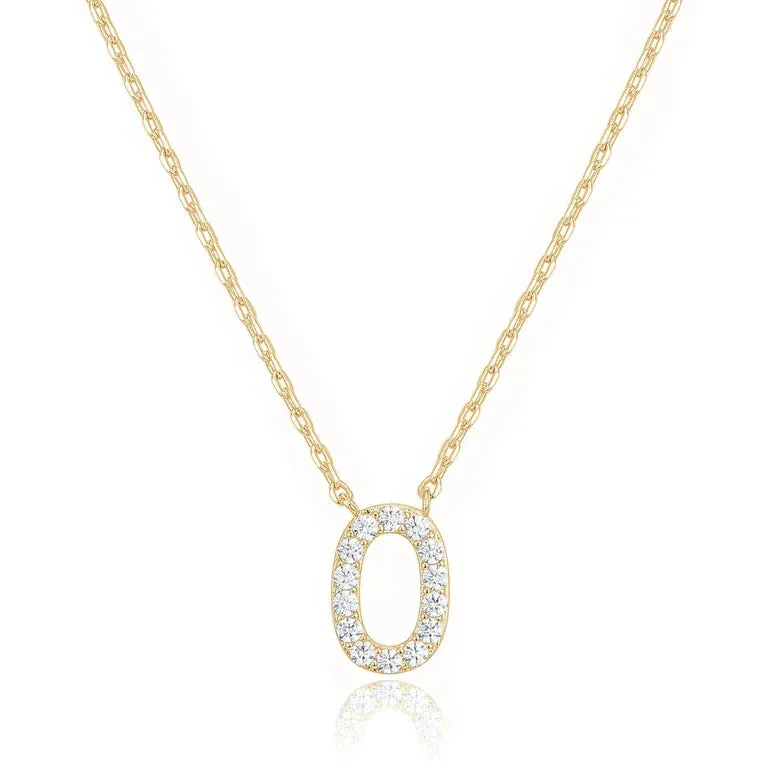 Paris Jewelry® 18K Yellow Gold A-Z Alphabet Created White Sapphire Necklace Initial Plated