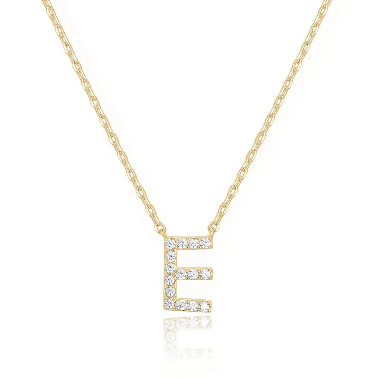 Paris Jewelry® 18K Yellow Gold A-Z Alphabet Created White Sapphire Necklace Initial Plated