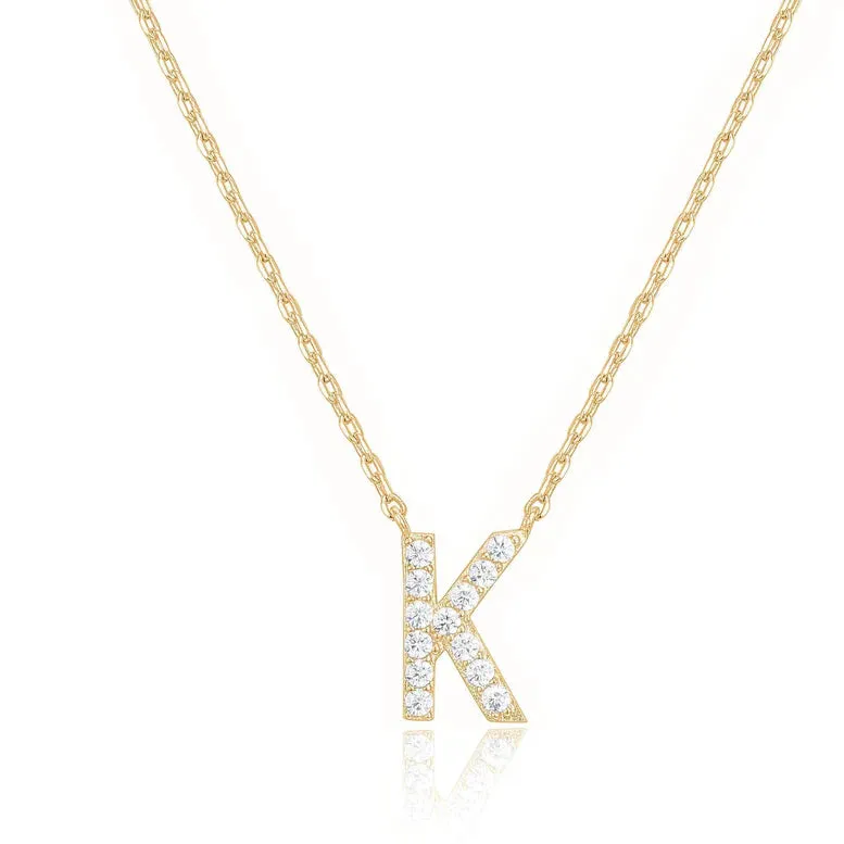 Paris Jewelry® 18K Yellow Gold A-Z Alphabet Created White Sapphire Necklace Initial Plated