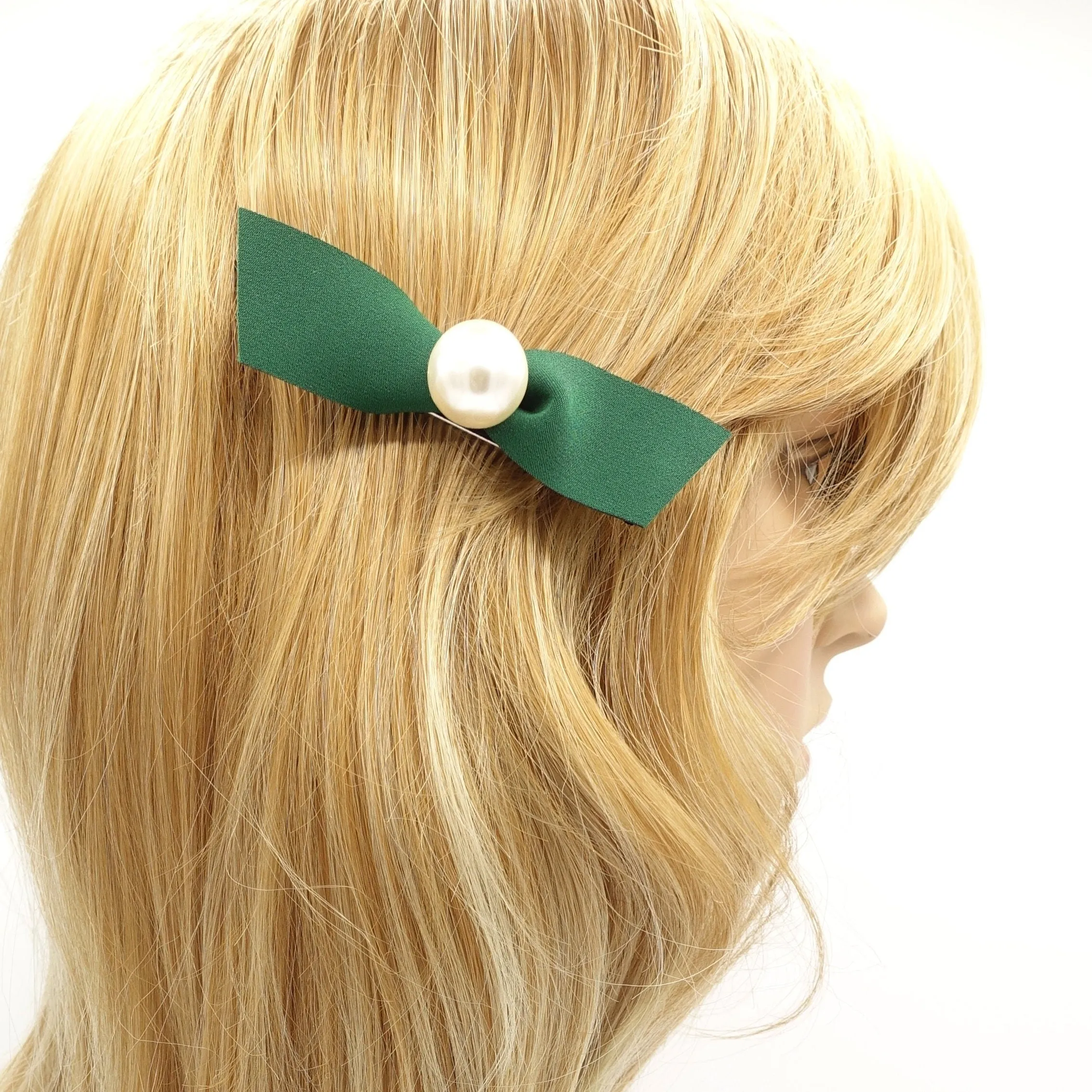 pearl hair bow clip