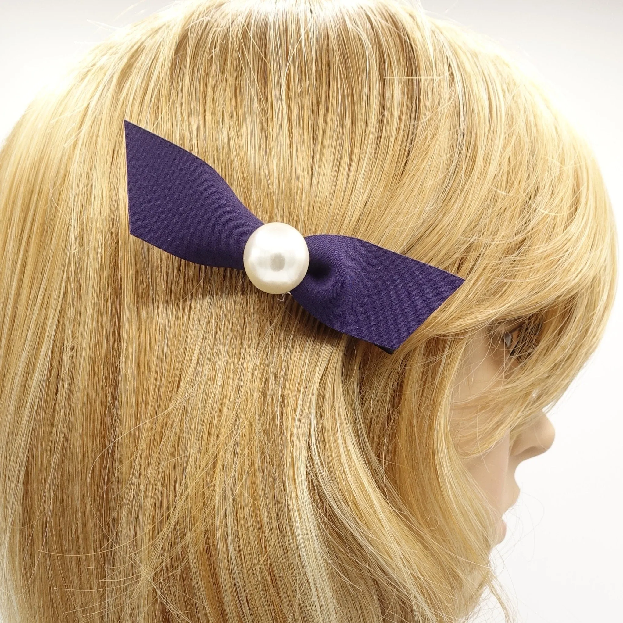 pearl hair bow clip