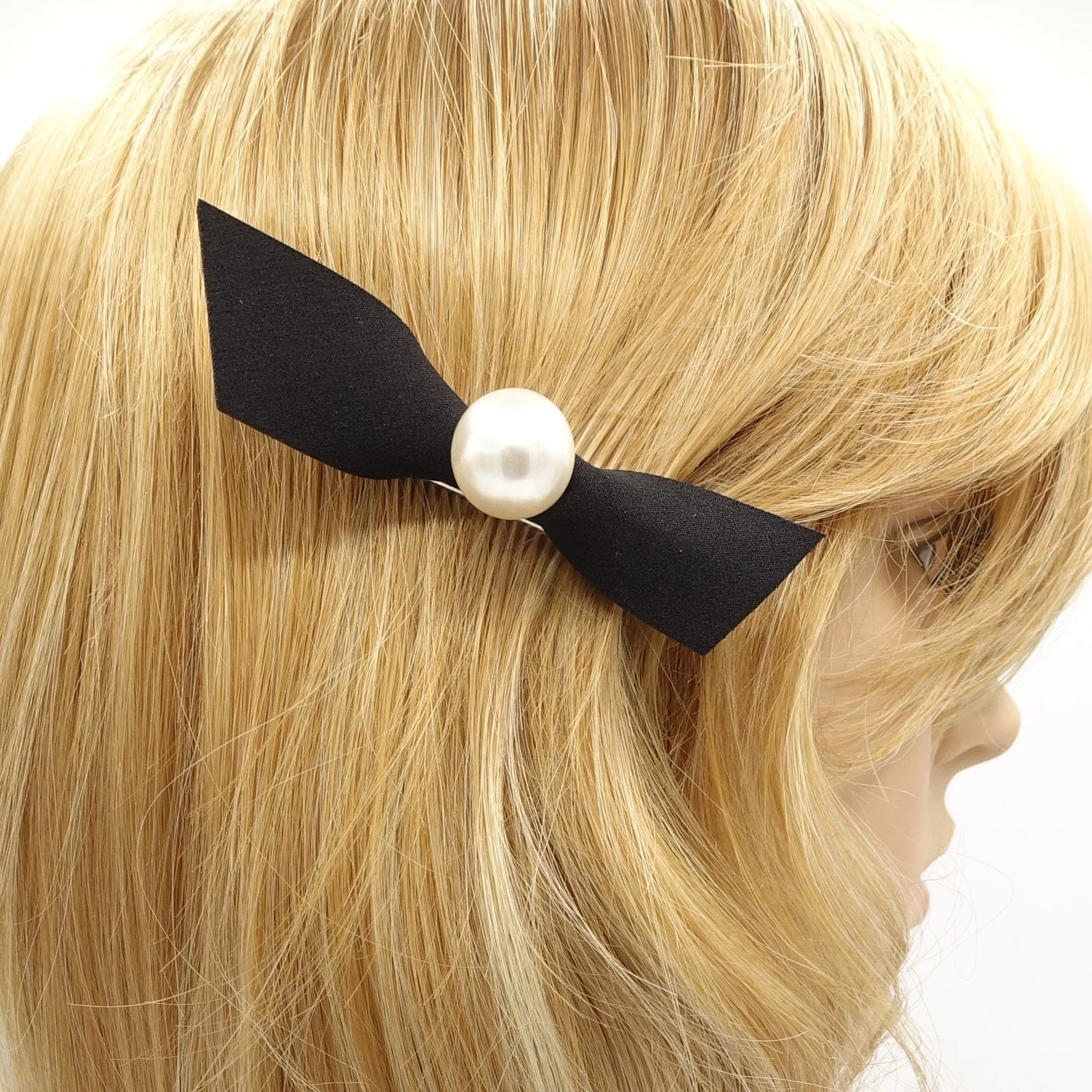 pearl hair bow clip