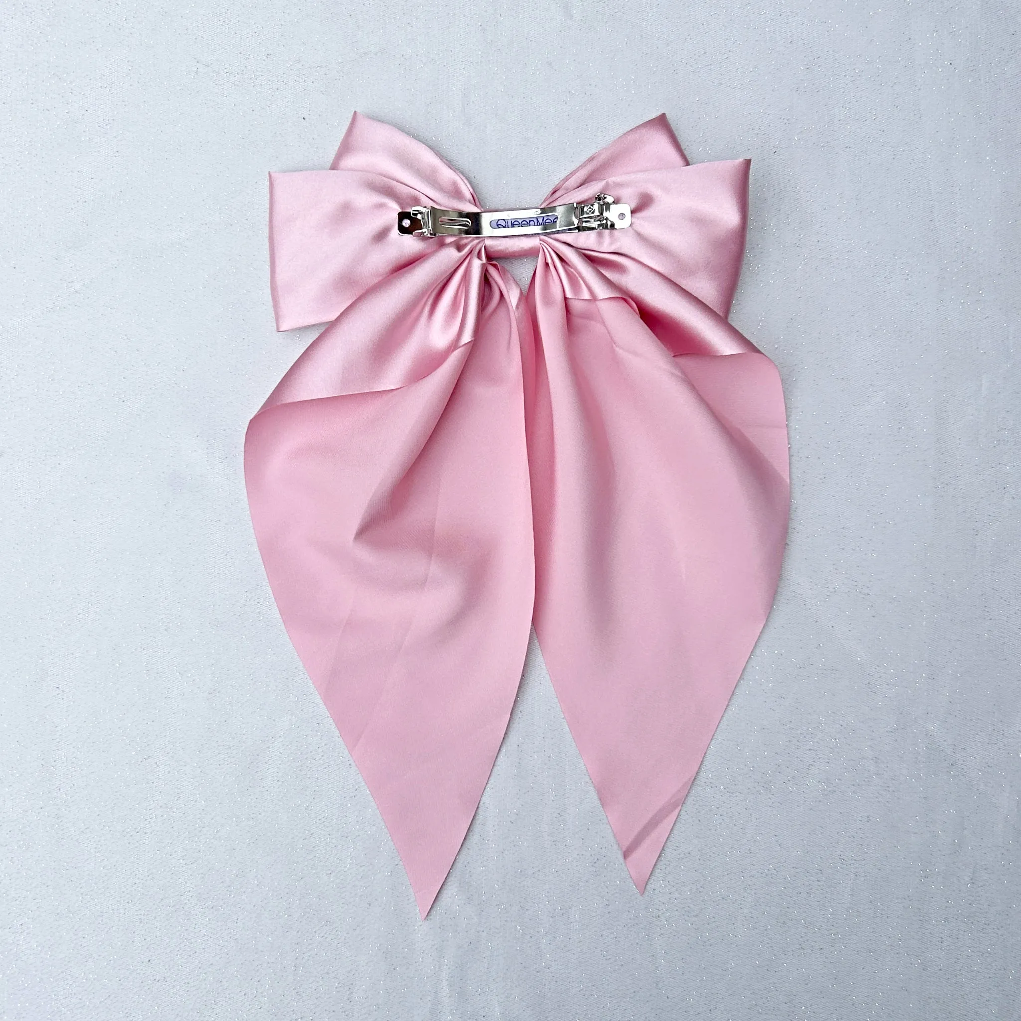 Pink Satin Hair Bow Pink Hair Clip Long Bow