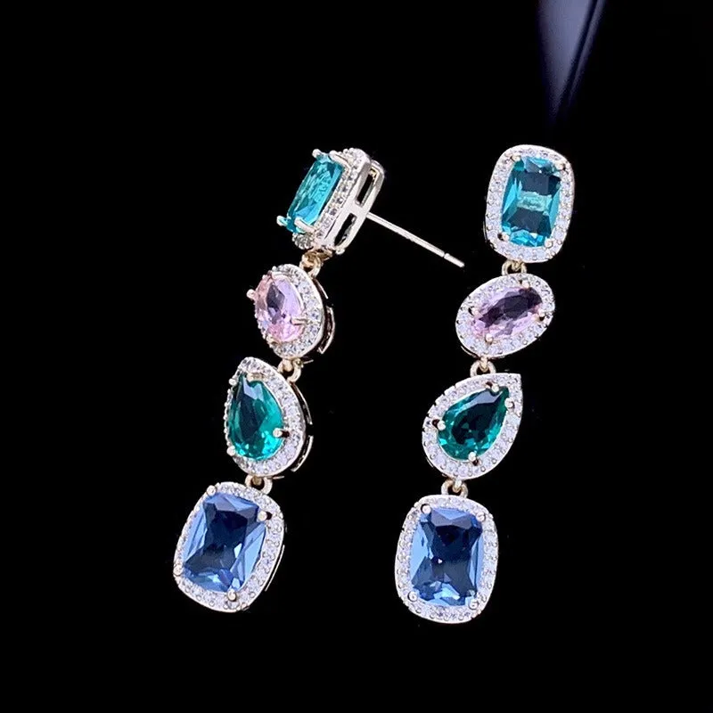 Pre Order:  Colorful Exaggerated Long Geometric Stud Earrings