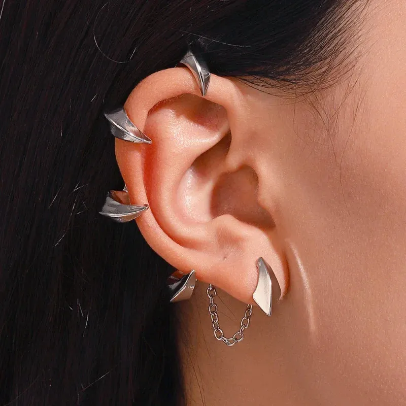 Punk Hop Piercing Hip Gothic Devil Fashion Women's Jewelry Clip-on Rock Ear Earring