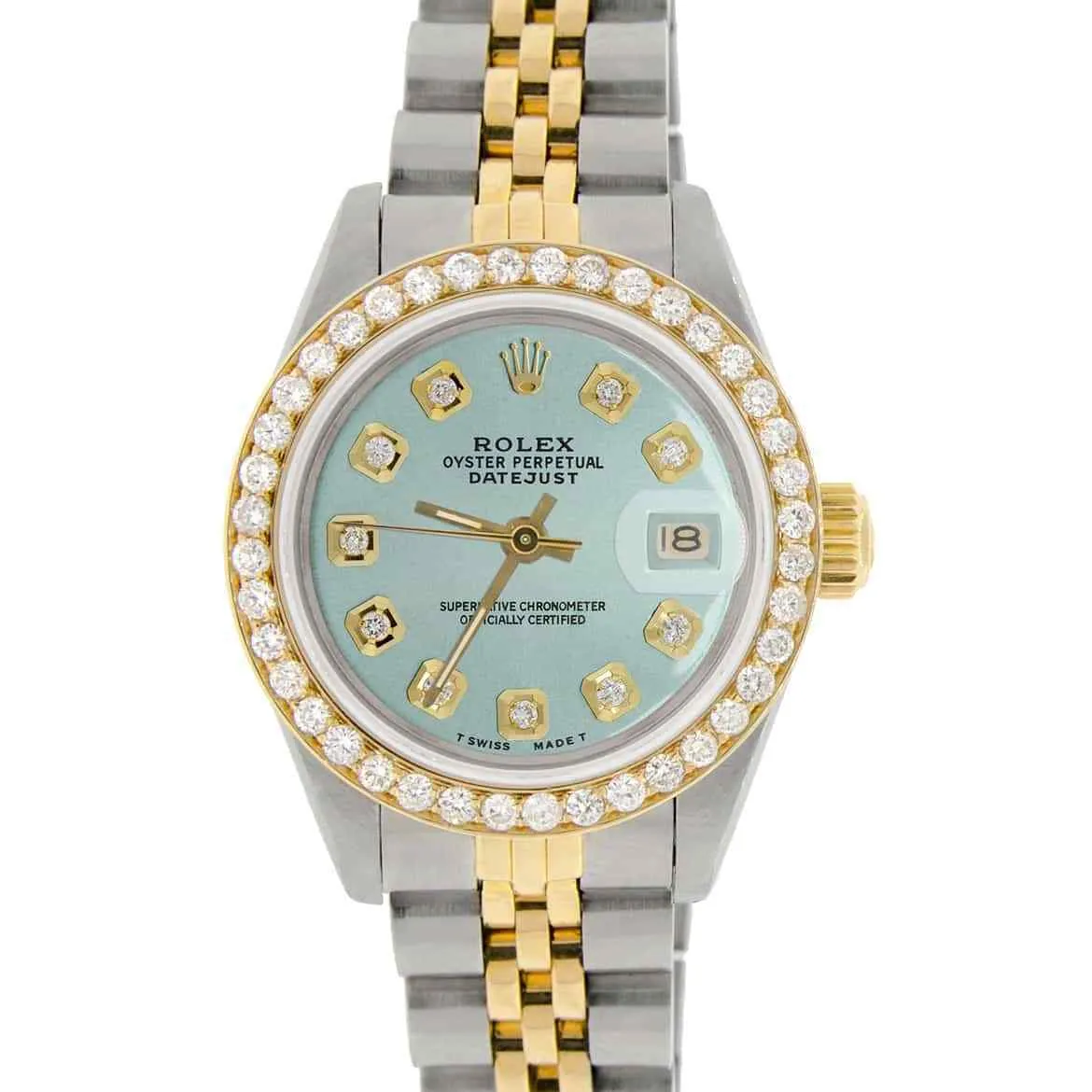 Rolex Datejust Ladies 2-Tone Gold/Steel 26mm Watch w/Blue Dial &amp; Diamond Bezel TFJ-142508060