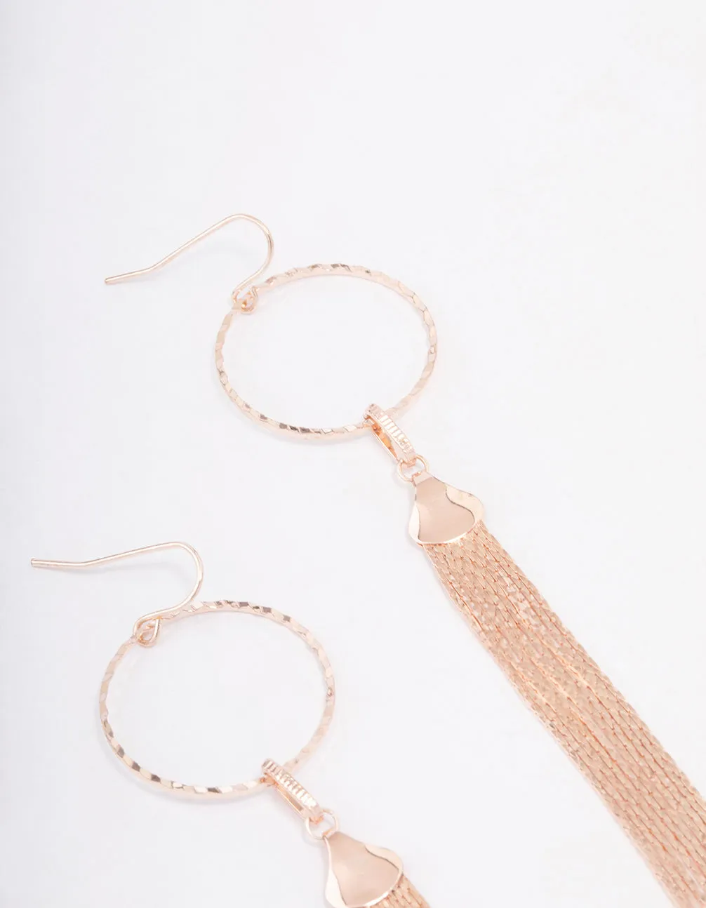 Rose Gold Circular Tassel Drop Earrings