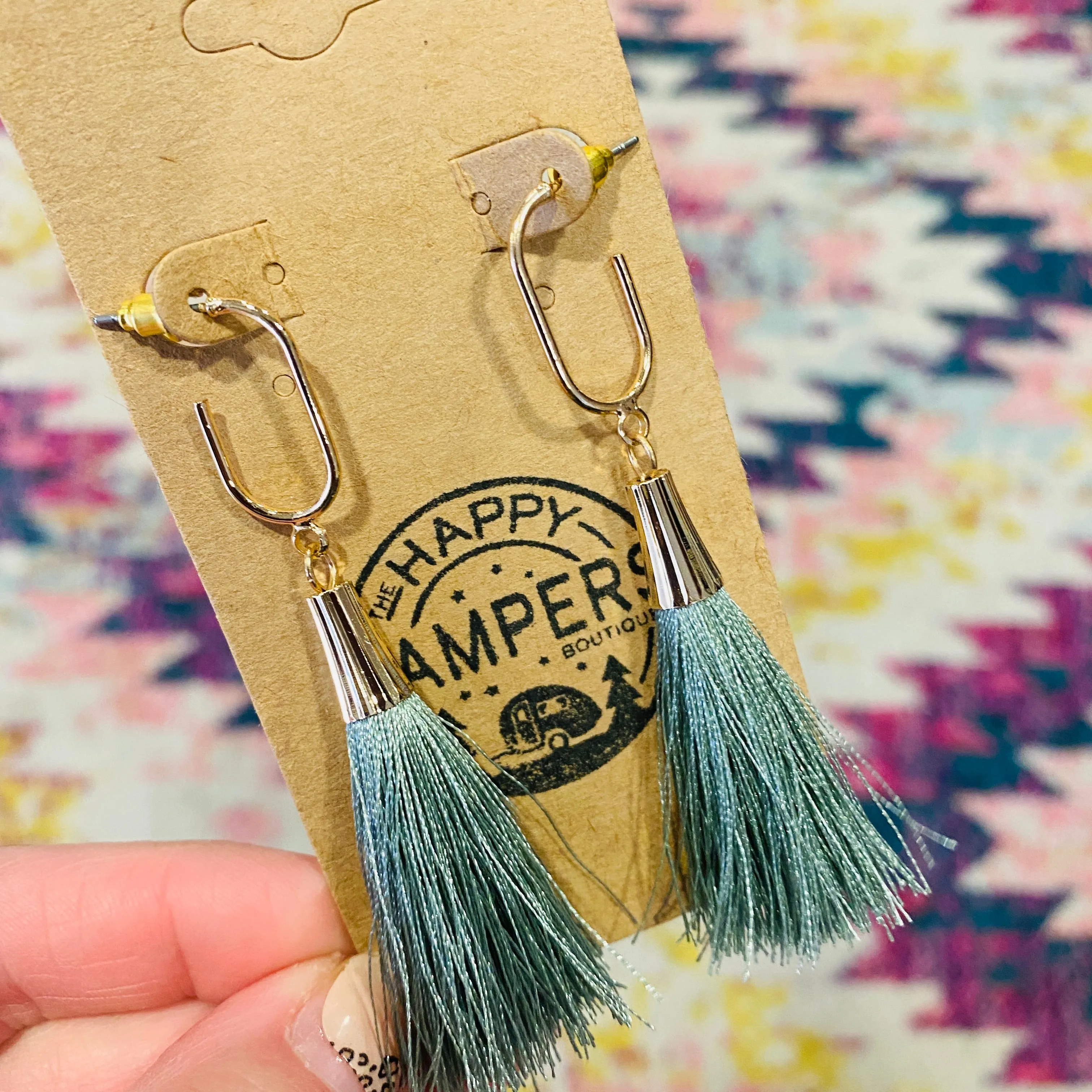 Sage tassel earrings