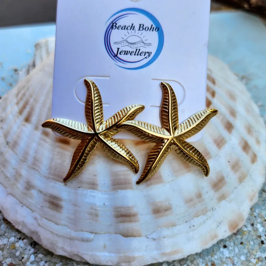 SEA STARS - 18K GOLD WATERPROOF STUD EARRINGS