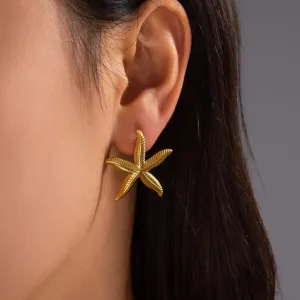 SEA STARS - 18K GOLD WATERPROOF STUD EARRINGS