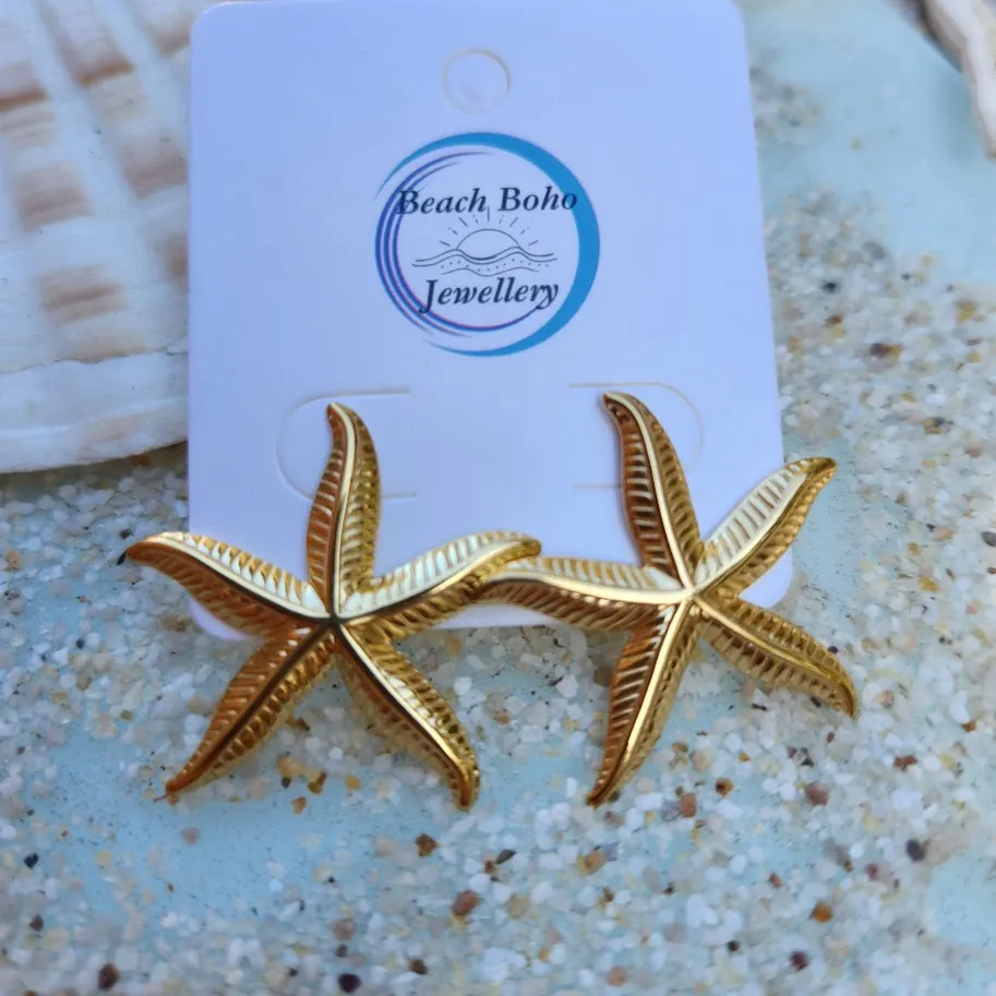 SEA STARS - 18K GOLD WATERPROOF STUD EARRINGS