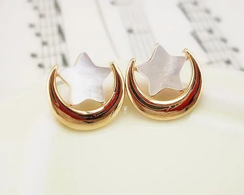 Shell Star And Moon Stud Earrings for Women