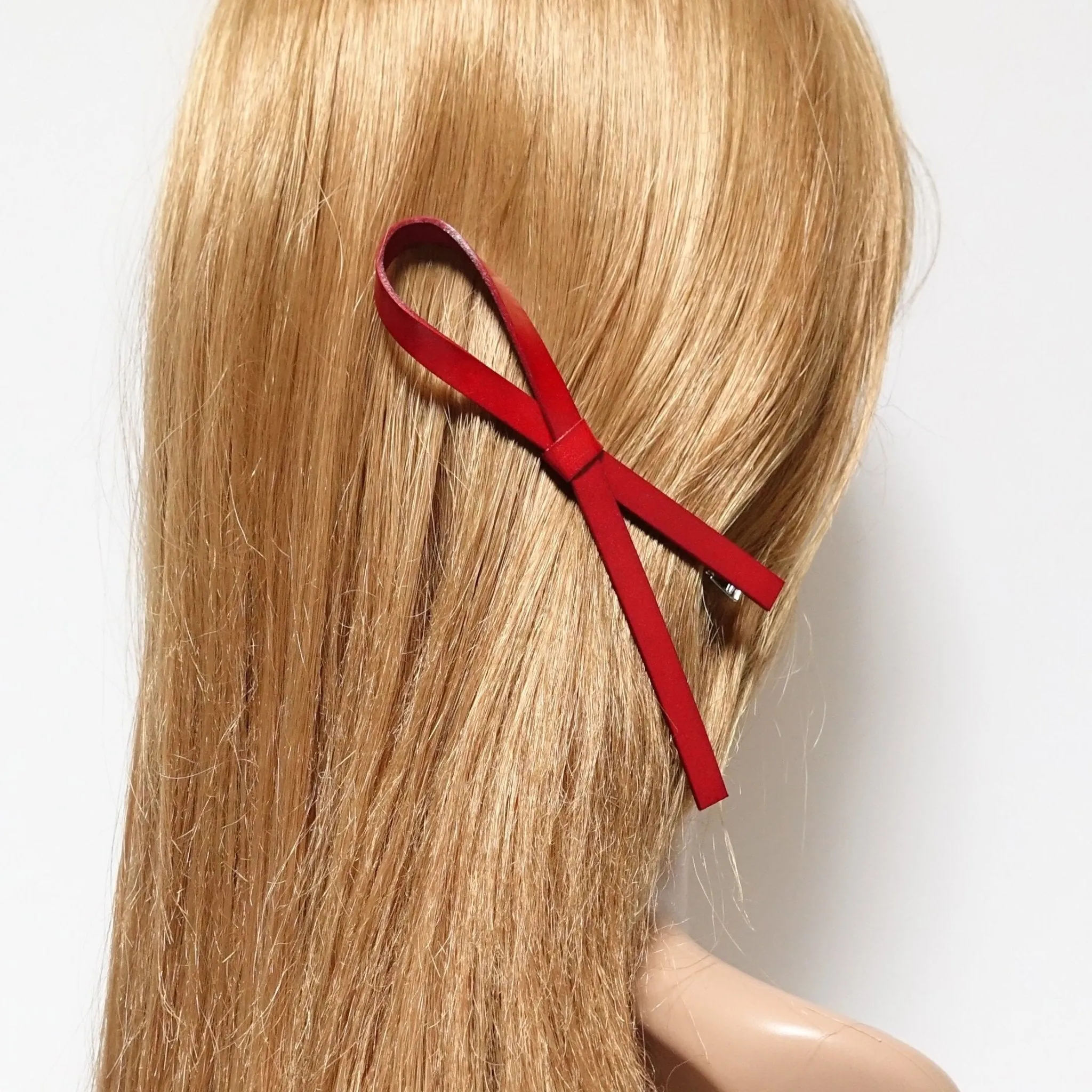 simple leather ribbon hair clip stylish women hair accessory