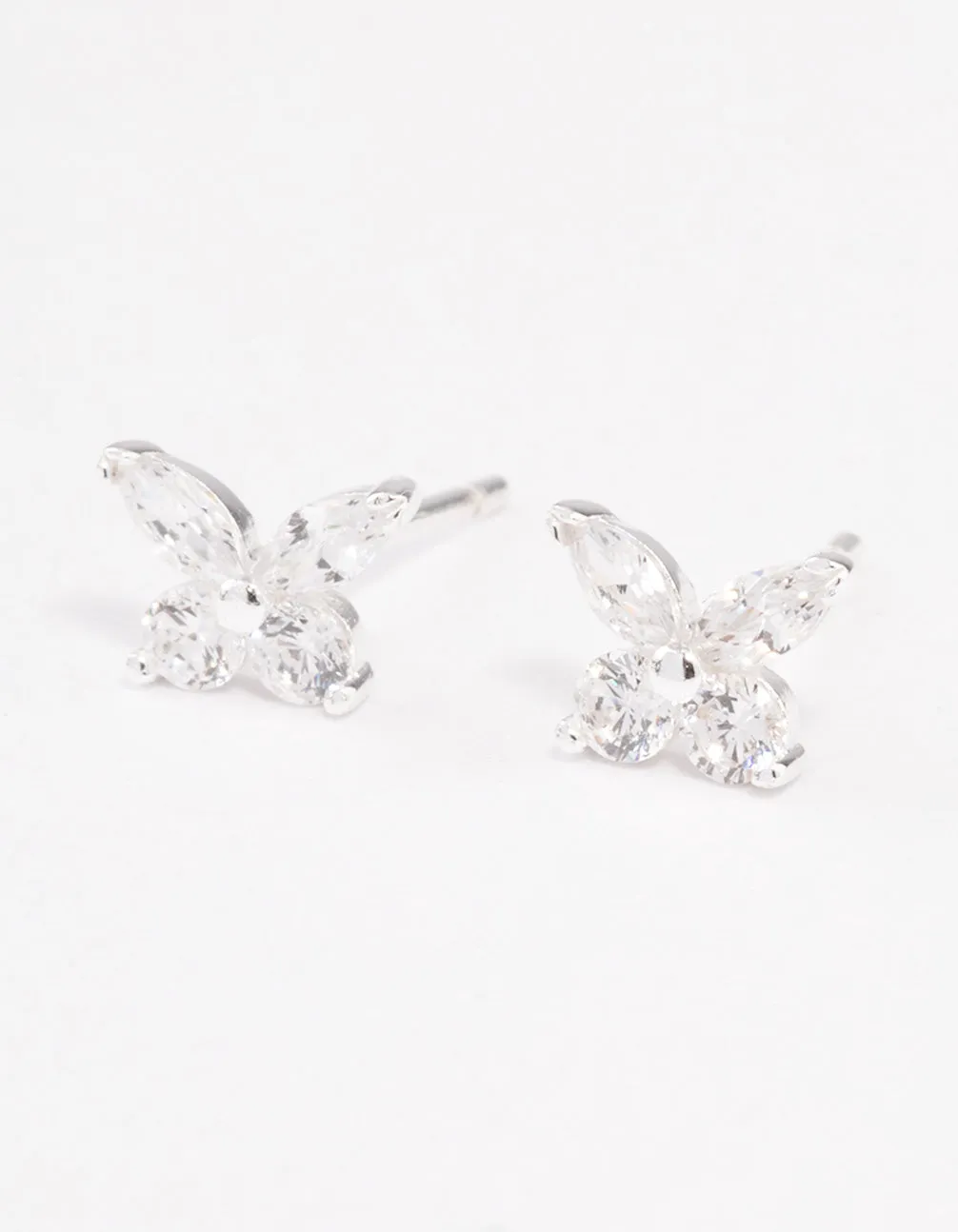 Sterling Silver Cubic Zirconia Butterfly Stud Earrings