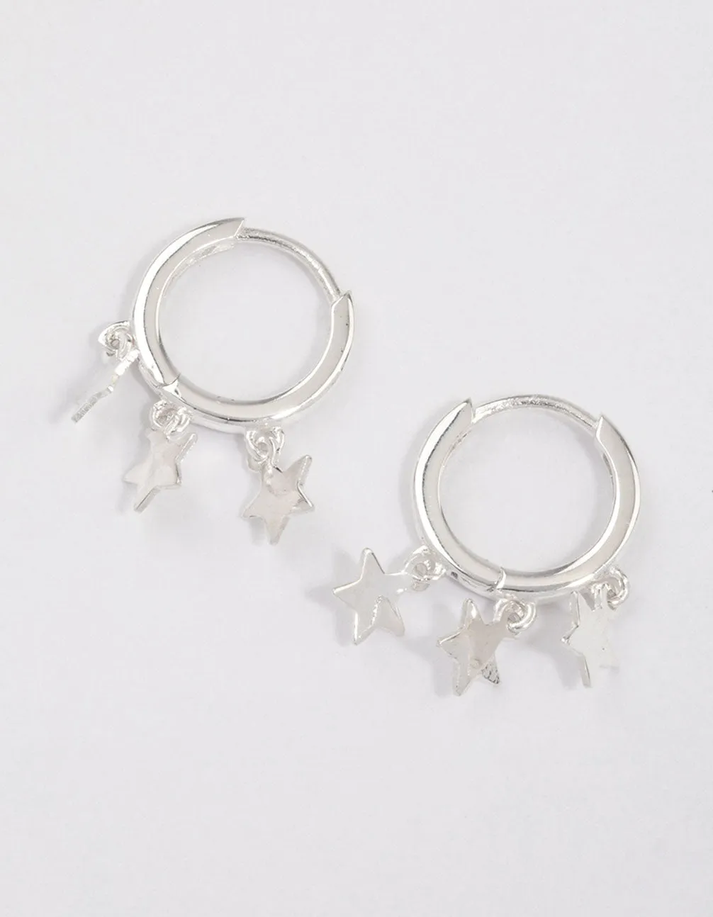 Sterling Silver Trio Star Huggie Earrings