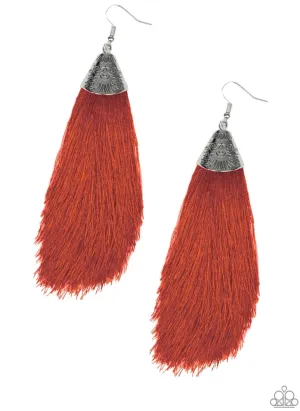 Tassel Temptress Red Earrings - Paparazzi Accessories