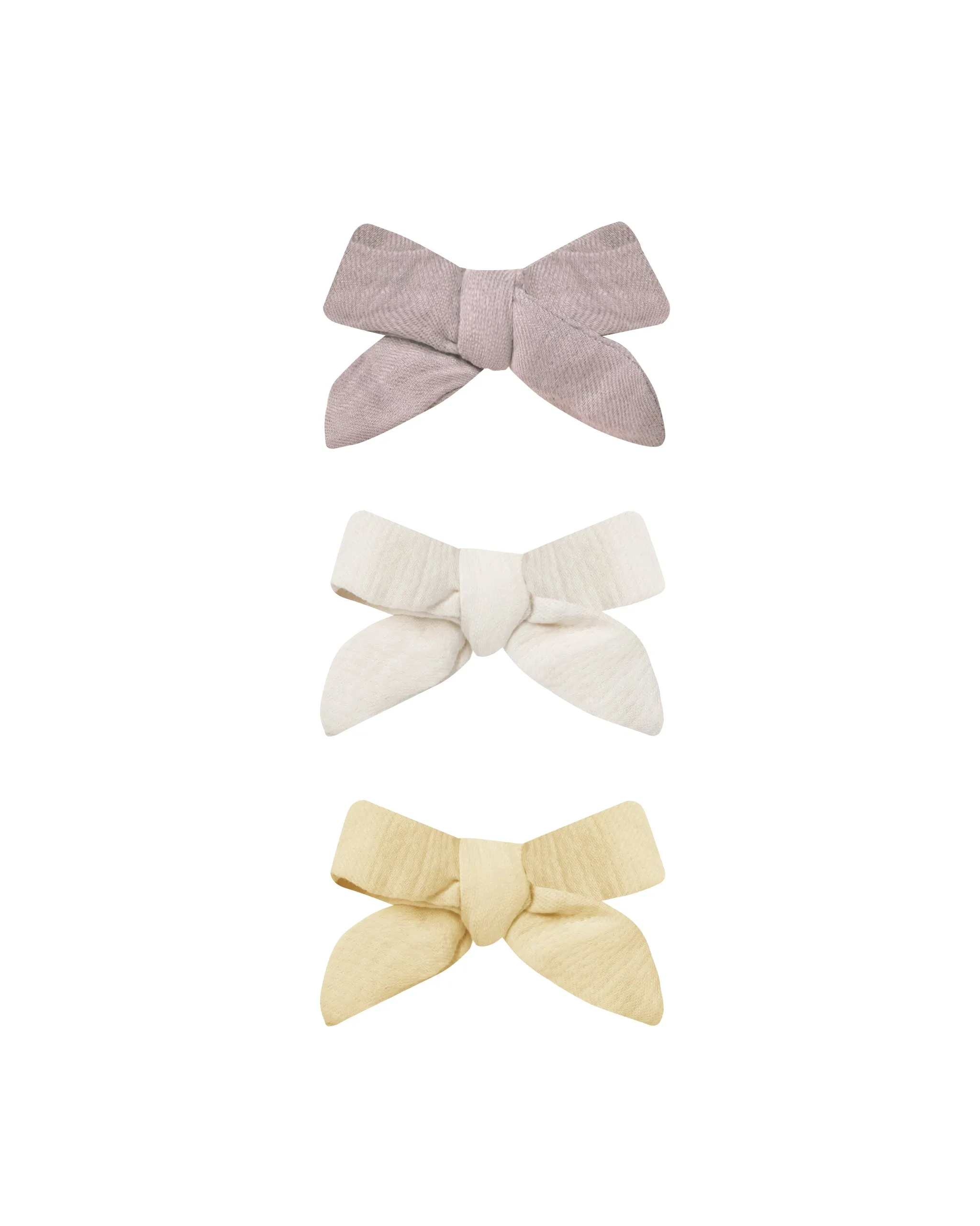 The Bow Clip by Quincy Mae (Set of 3) - Lavender   Natural   Lemon