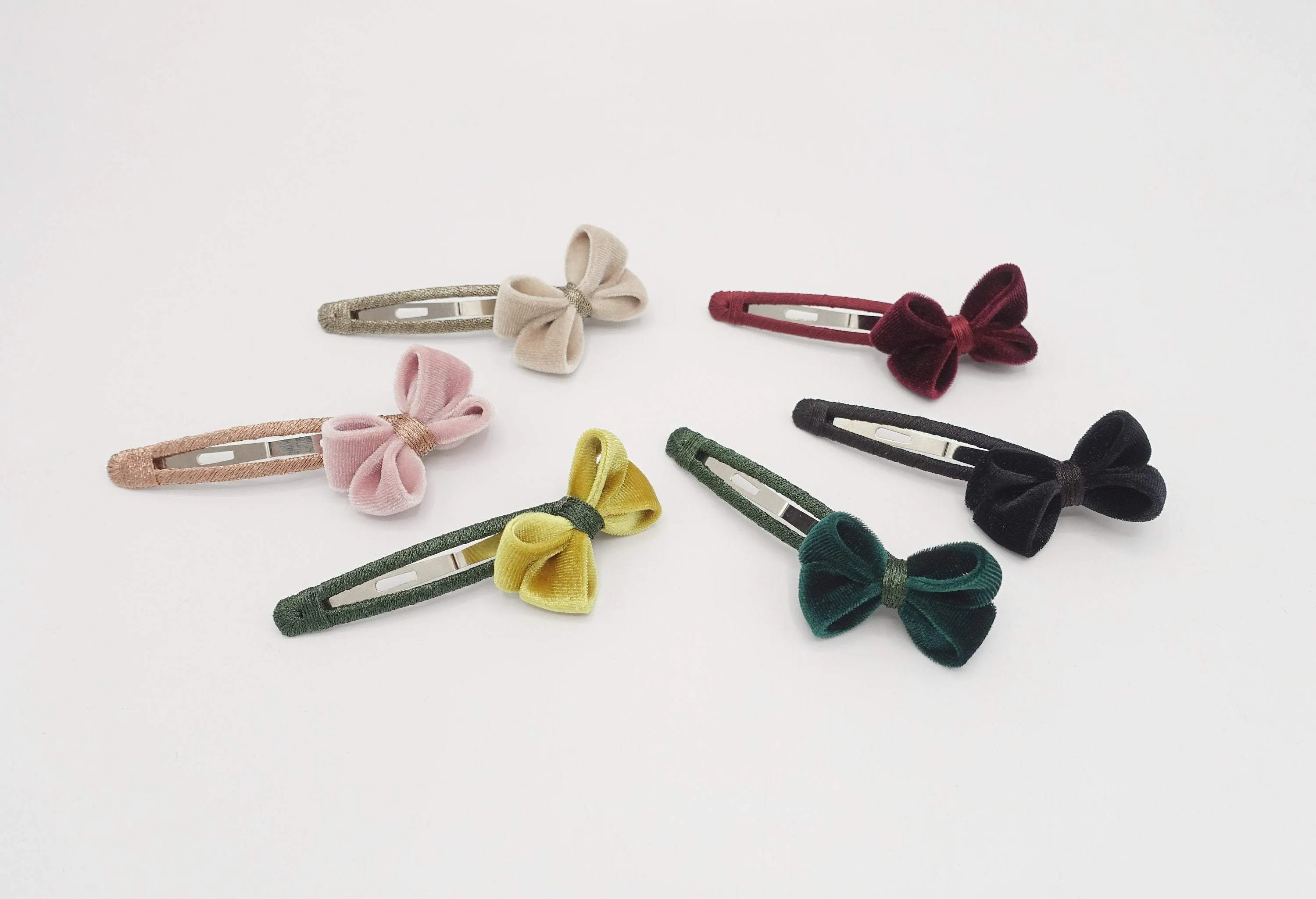 tiny velvet bow snap hair clip