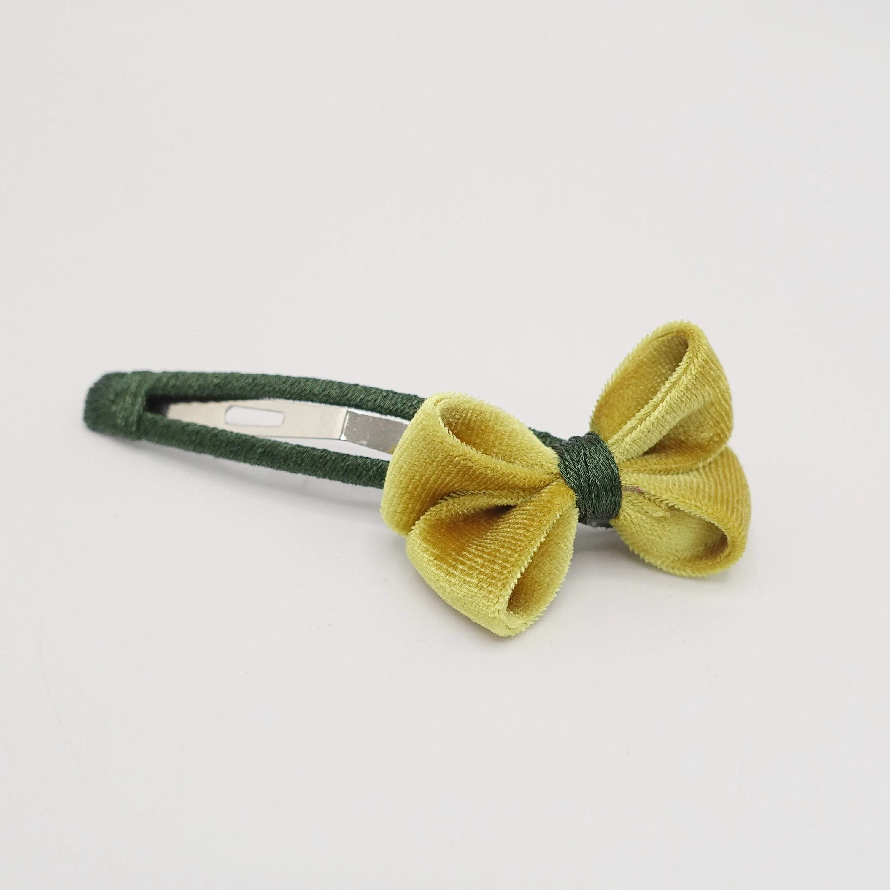 tiny velvet bow snap hair clip