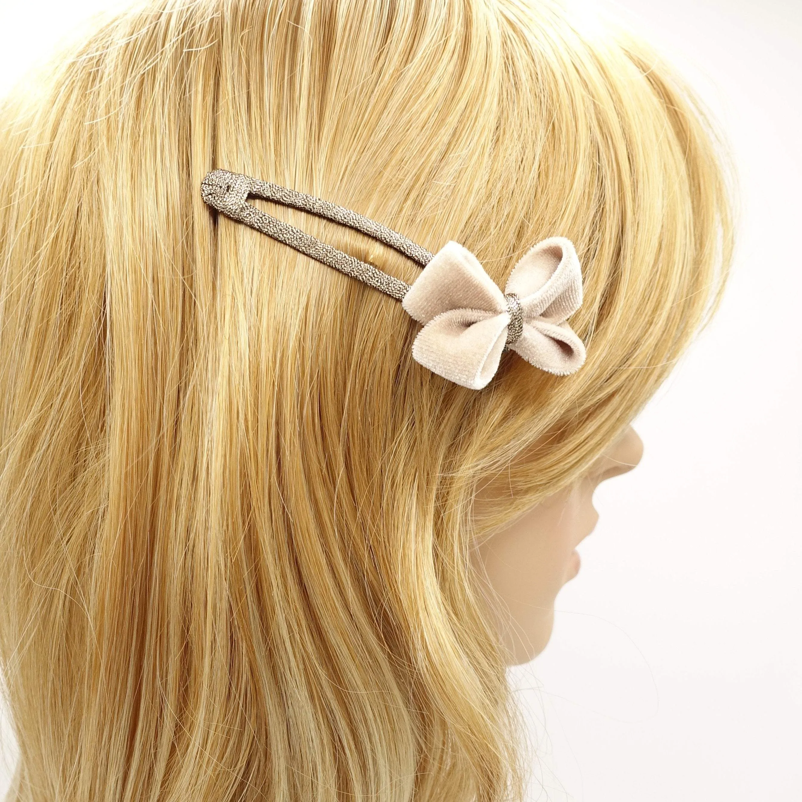 tiny velvet bow snap hair clip