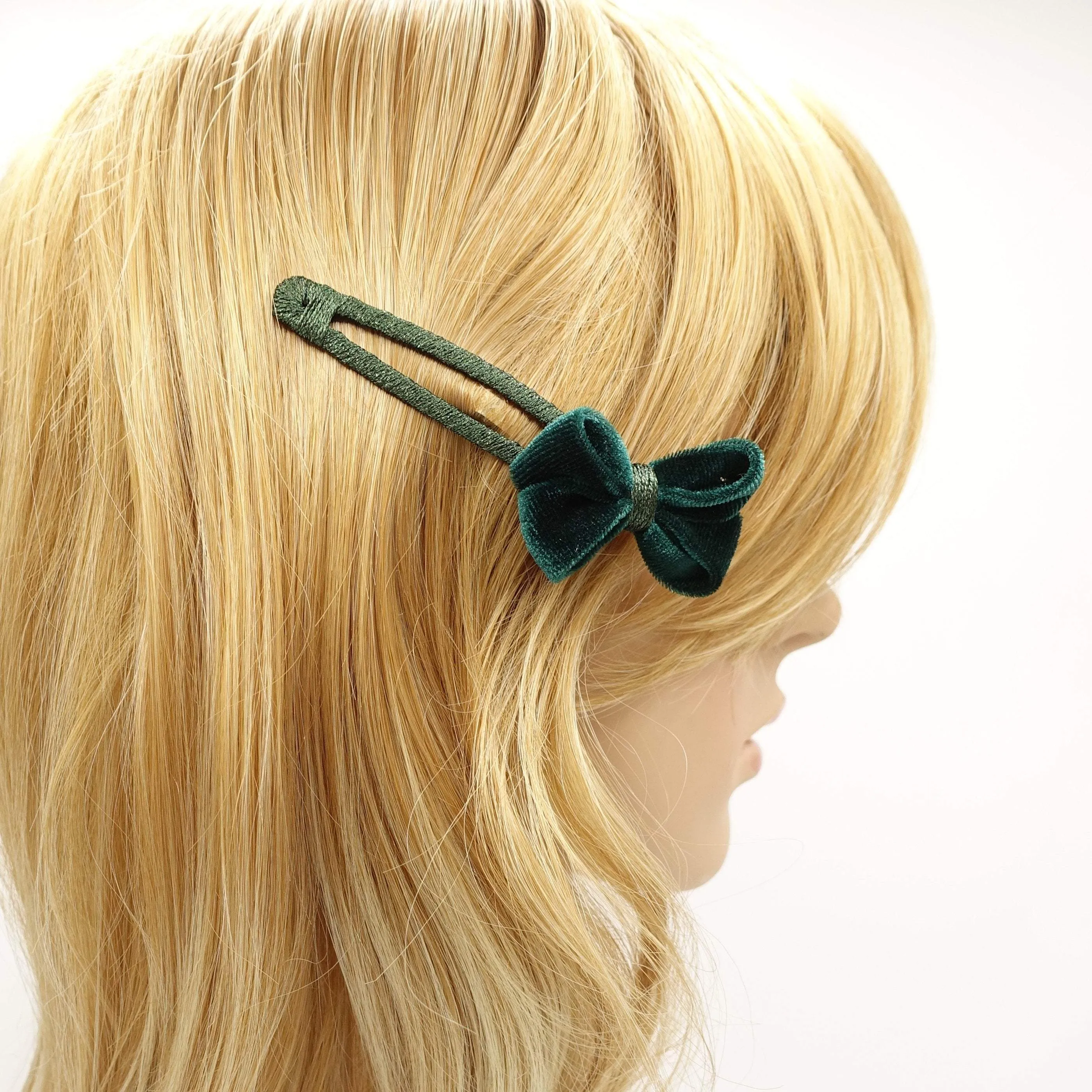 tiny velvet bow snap hair clip