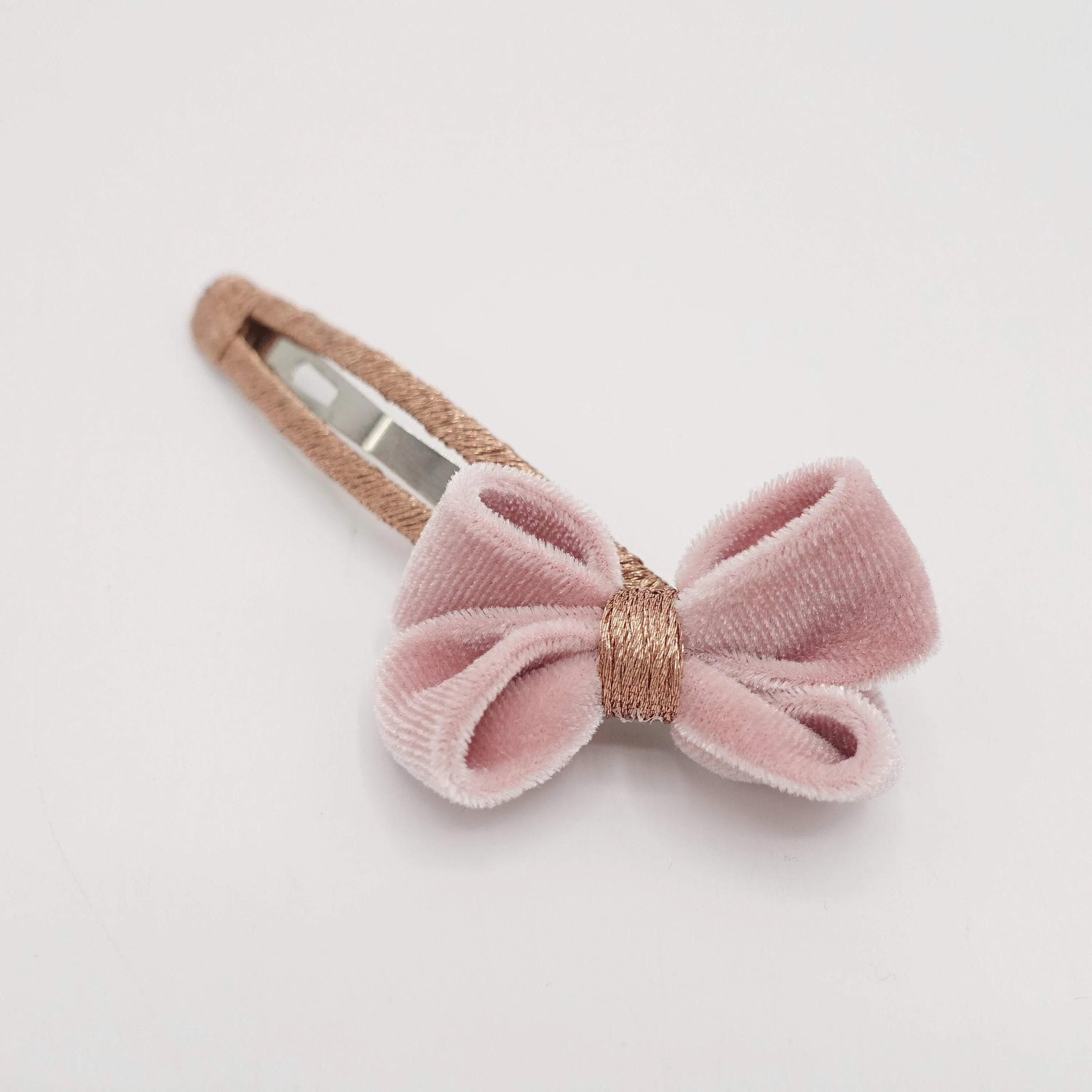 tiny velvet bow snap hair clip