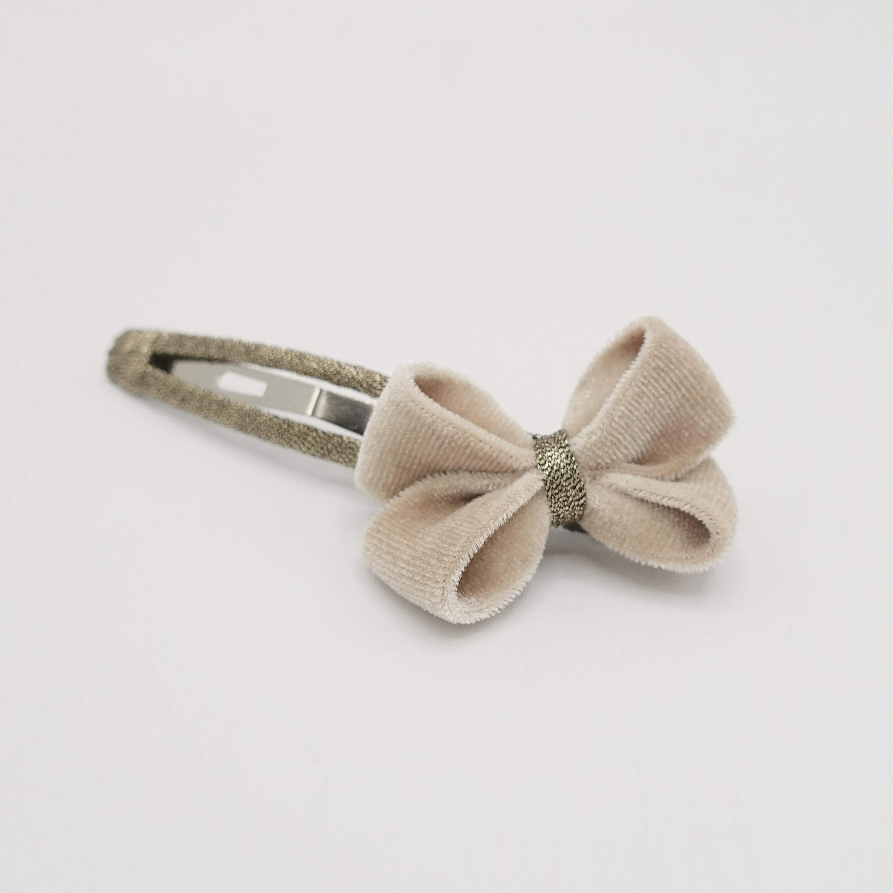 tiny velvet bow snap hair clip