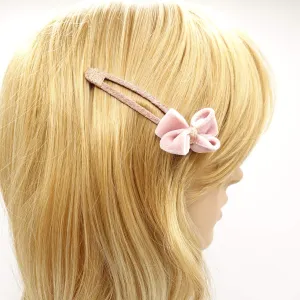 tiny velvet bow snap hair clip