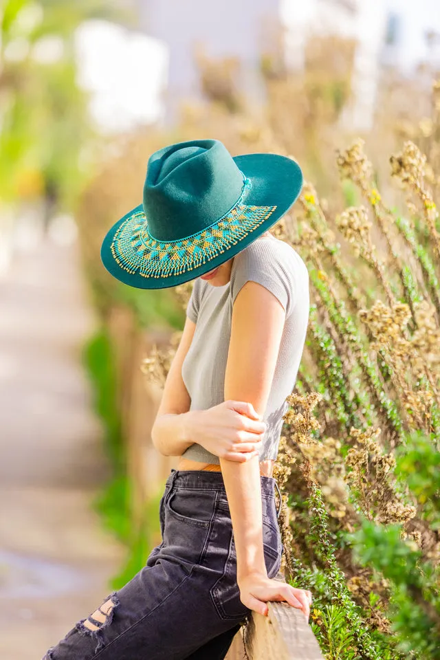 Turquoise Beaded Hat Necklace