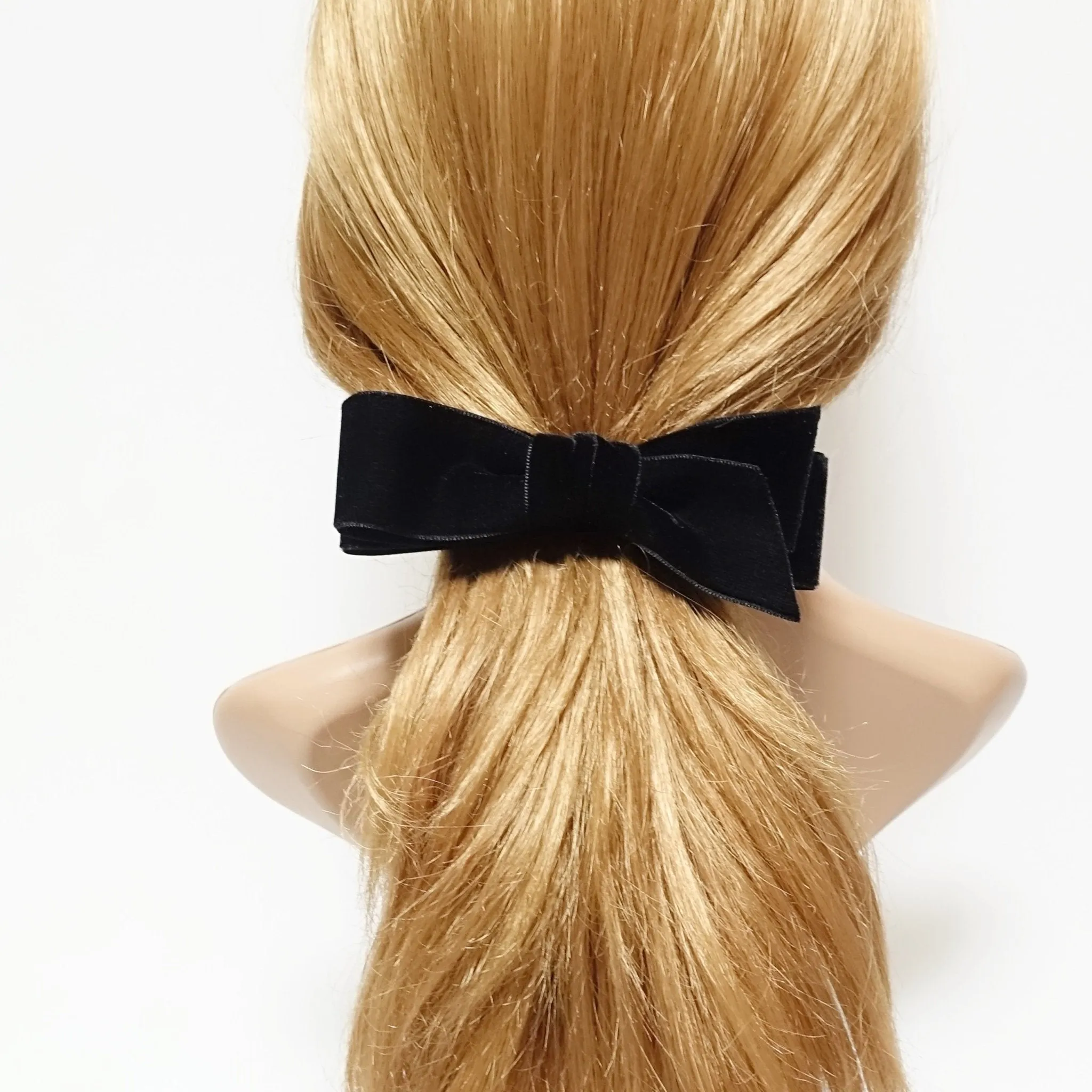 velvet layer bow diagonal end simple stylish women bow french barrette hair alligator clip