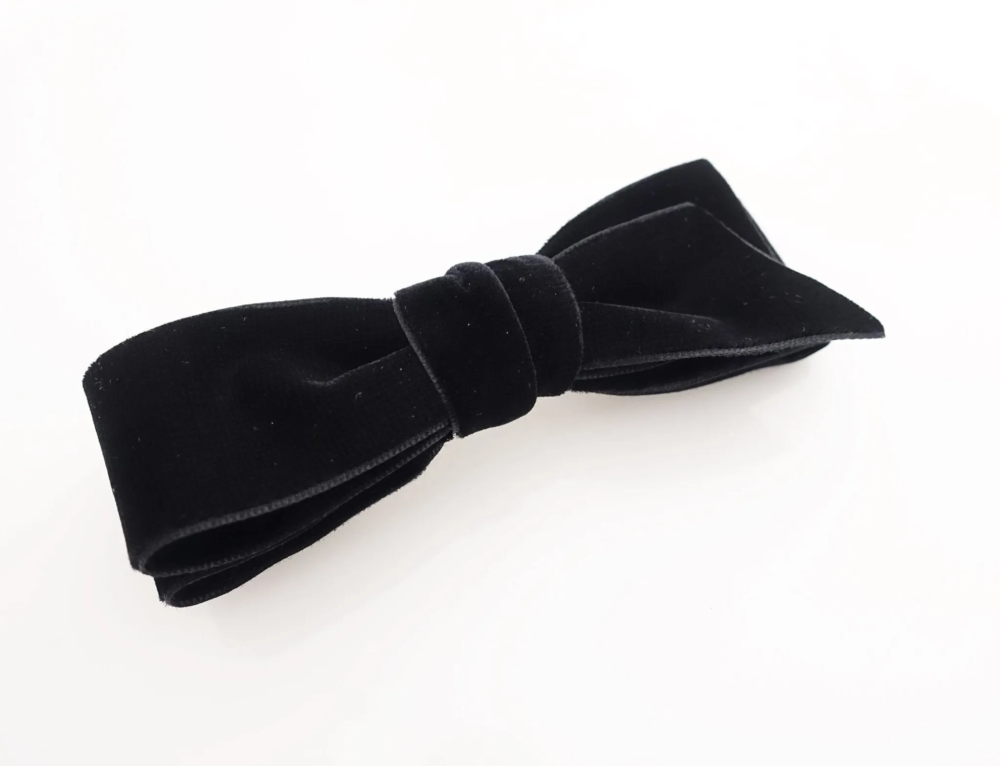 velvet layer bow diagonal end simple stylish women bow french barrette hair alligator clip