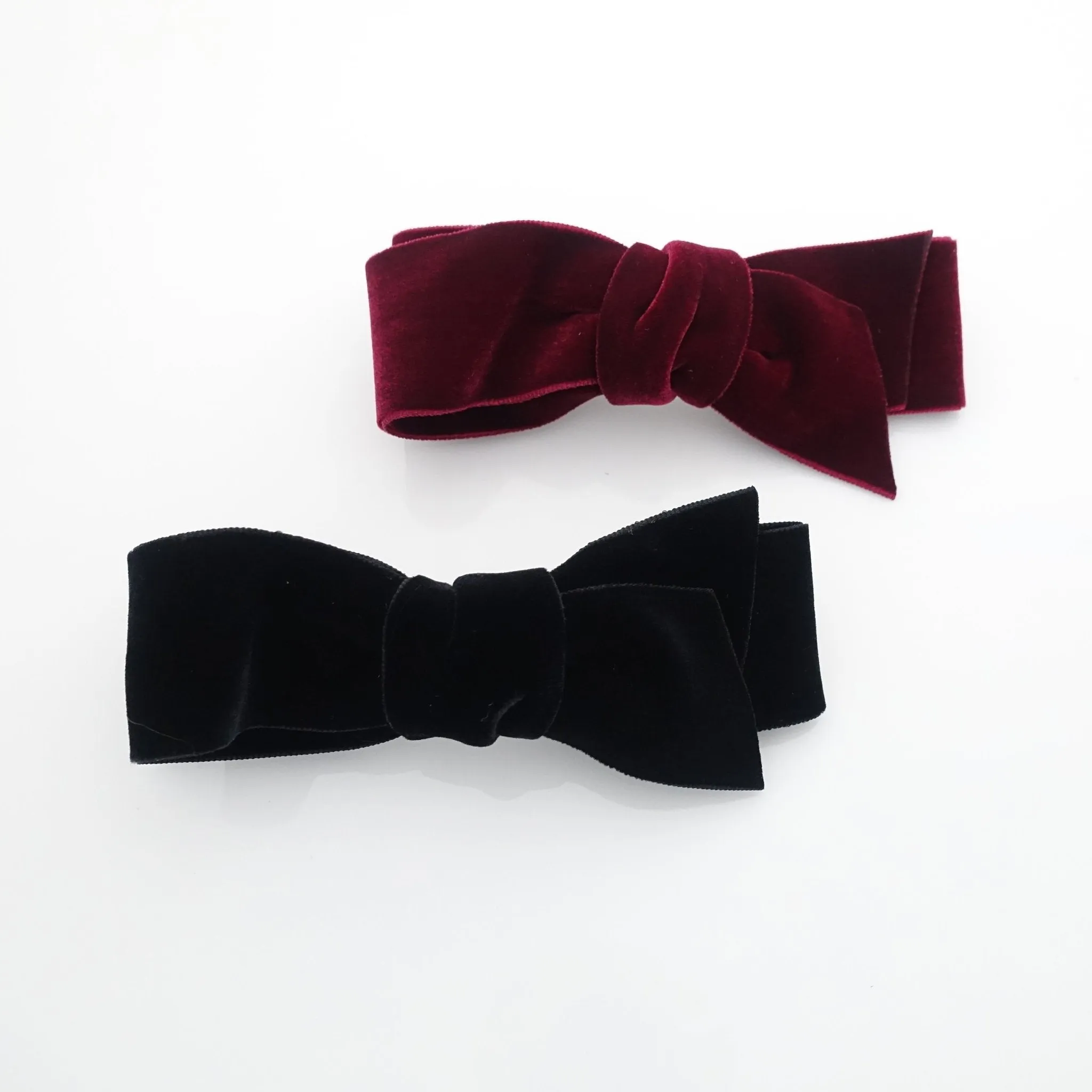 velvet layer bow diagonal end simple stylish women bow french barrette hair alligator clip