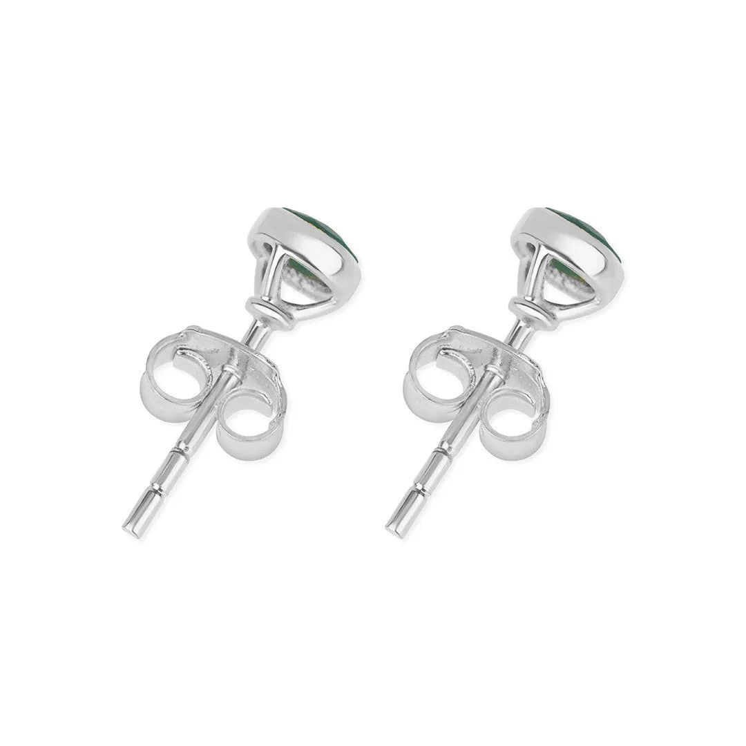 White Quartz Mini Stud Earrings | Silver - April