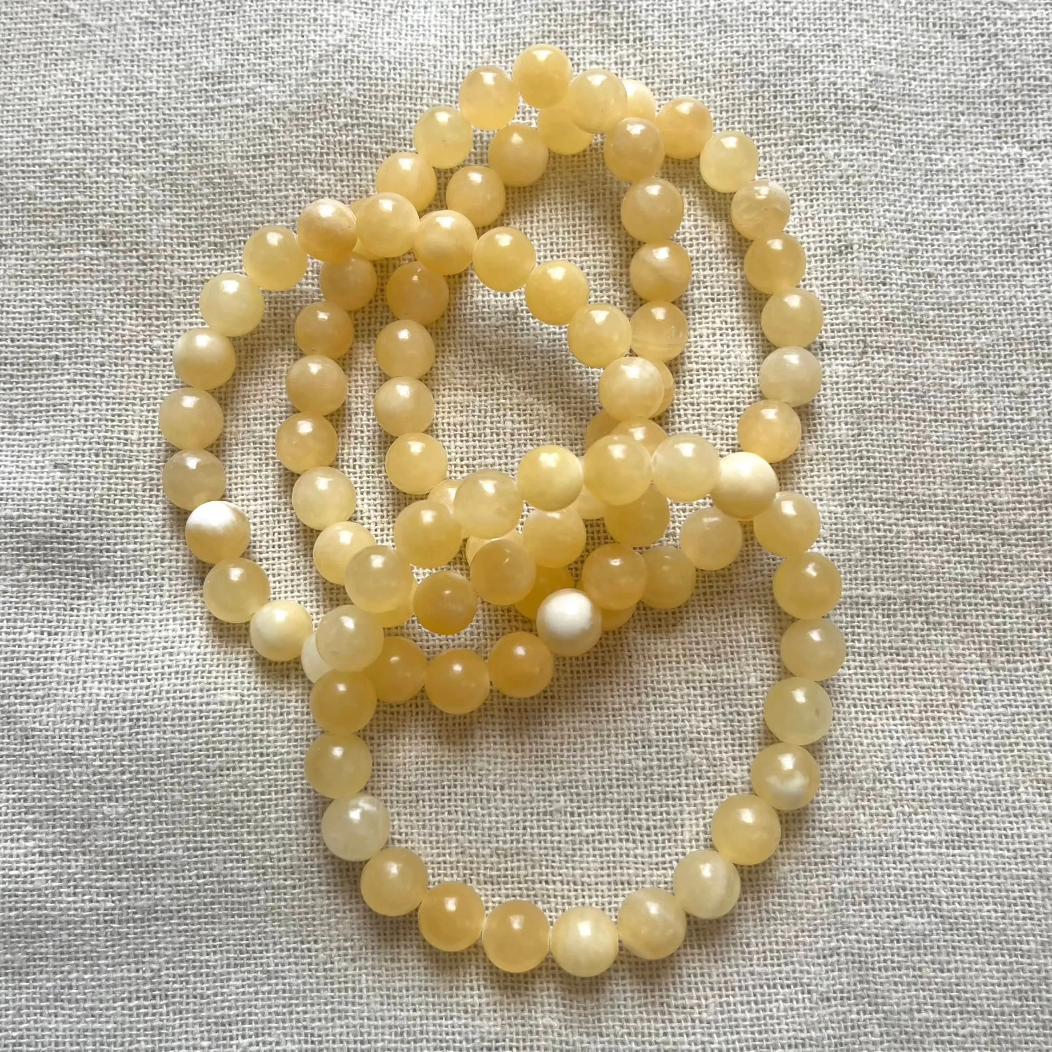 Yellow Jade 8mm Beaded Bracelet - Luck